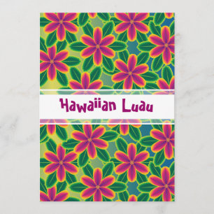 Hawaiian Luau Tropical Flowers Party Kaart