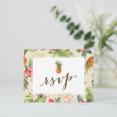 Hawaiian Luau Tropical Leaves Ananas RSVP Uitnodiging Briefkaart (Staand voorkant)