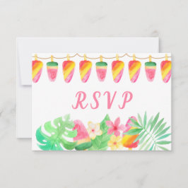 Hawaiian Luau Tropical Leaves Ice Lolly Waterverf RSVP Kaartje