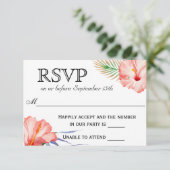 Hawaiian Luau Tropische Bloemen Bruiloft RSVP (Staand voorkant)