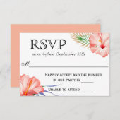 Hawaiian Luau Tropische Bloemen Bruiloft RSVP (Voorkant / Achterkant)