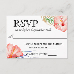 Hawaiian Luau Tropische Bloemen Bruiloft RSVP Kaartje