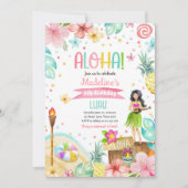 Hawaiian Luau Tropische Pool Beach Birthday Kaart (Voorkant)