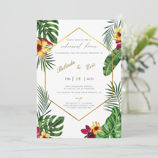 Hawaiian Luau Tropische repetitie diner Kaart (Staand voorkant)