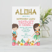 Hawaiian Luau uitnodiging voor verjaardagsfeestje (Staand voorkant)