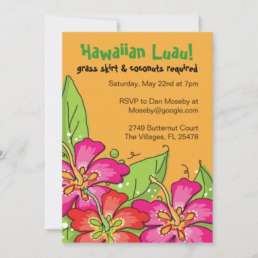 Hawaiian Luau! Uitnodigingen (Voorkant)