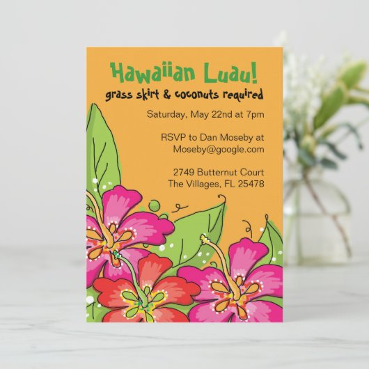 Hawaiian Luau! Uitnodigingen (Staand voorkant)