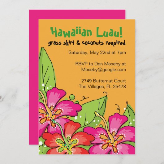 Hawaiian Luau! Uitnodigingen (Voorkant / Achterkant)