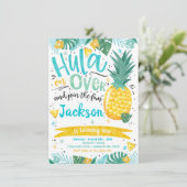 Hawaiian Luau Verjaardagsfeest Ananas Luau Pool Kaart (Staand voorkant)