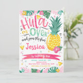 Hawaiian Luau Verjaardagsfeest Ananas Luau Pool Kaart (Staand voorkant)