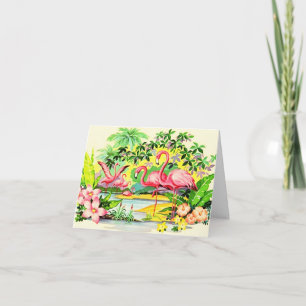 Hawaiian Mahalo Bedankt  Kaart Flamingos