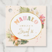 Hawaiian Mahalo Sweet Sixteen Floral ID1092 Bedankjes Labels (Voorkant)