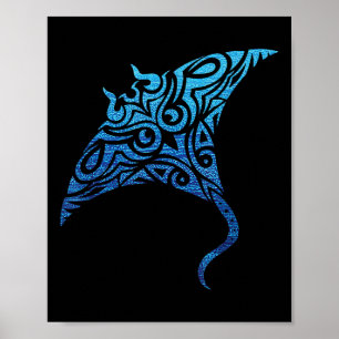 Hawaiian Manta Ray Tribal Polynesiaans Tattoo Paci Poster
