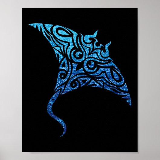 Hawaiian Manta Ray Tribal Polynesiaans Tattoo Paci Poster (Voorkant)