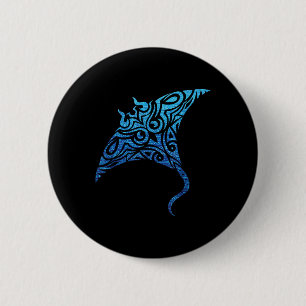 Hawaiian Manta Ray Tribal Polynesiaans Tattoo Paci Ronde Button 5,7 Cm