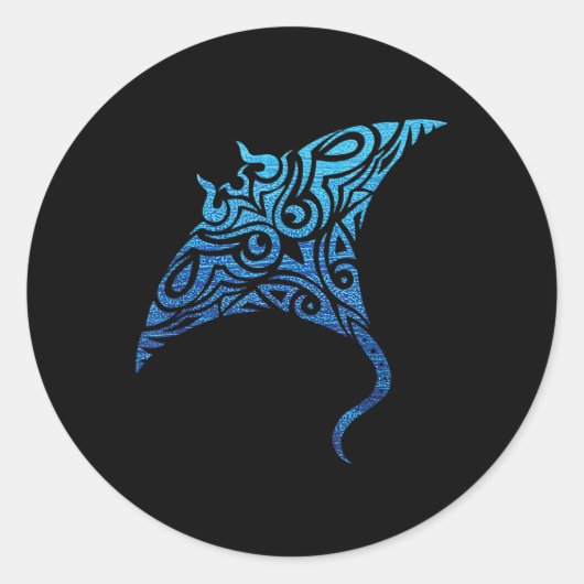 Hawaiian Manta Ray Tribal Polynesiaans Tattoo Paci Ronde Sticker (Voorkant)