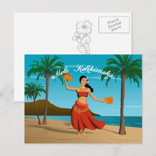 Hawaiian Mele Kalikimaka Briefkaart (Voorkant / Achterkant)
