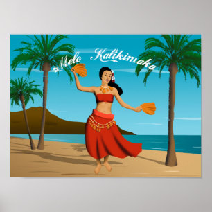 Hawaiian Mele Kalikimaka Briefkaart Poster