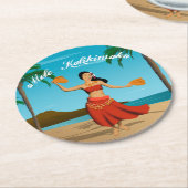 Hawaiian  Mele Kalikimaka Briefkaart Ronde Kartonnen Onderzetter (Gebogen)
