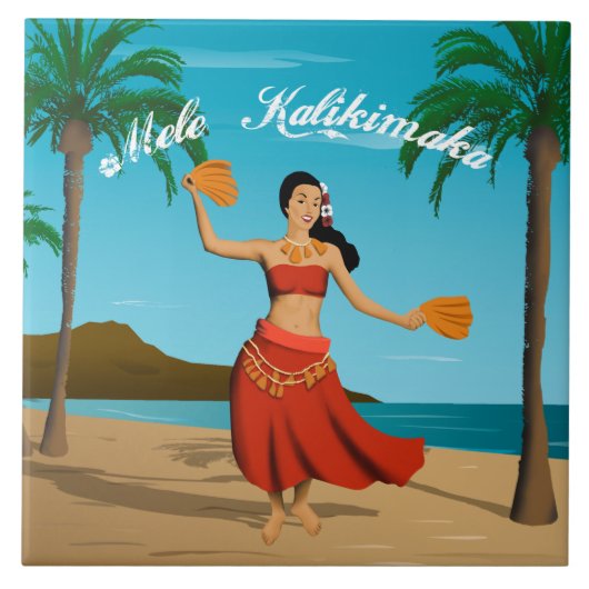 Hawaiian  Mele Kalikimaka Briefkaart Tegeltje (Voorkant)