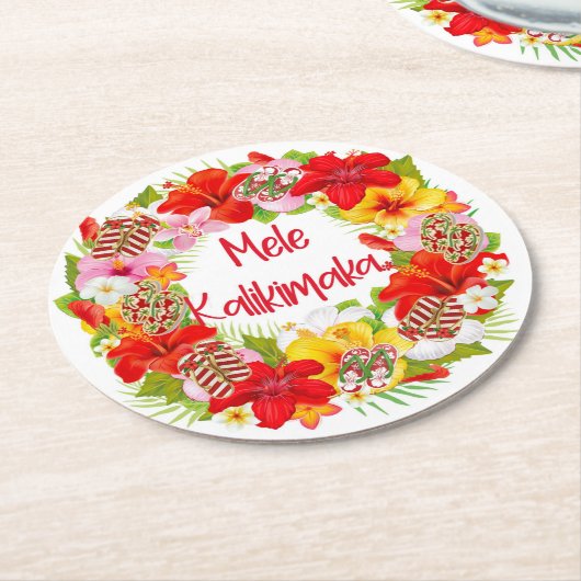 Hawaiian Mele Kalikimaka Floral Wreath Onderzetter (Gebogen)