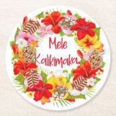Hawaiian Mele Kalikimaka Floral Wreath Onderzetter (Voorkant)