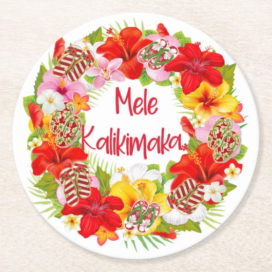 Hawaiian Mele Kalikimaka Floral Wreath Onderzetter (Voorkant)