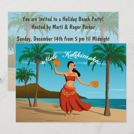 Hawaiian Mele Kalikimaka Kaart (Voorkant / Achterkant)