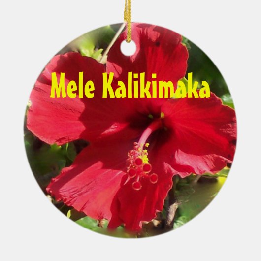 Hawaiian Mele Kalikimaka Keramisch Ornament (Achterkant)