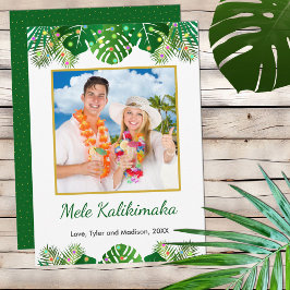 Hawaiian Mele Kalikimaka kerstlichten Foto Feestdagenkaart