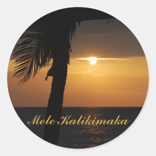Hawaiian Mele Kalikimaka Kerstmis Ronde Sticker (Voorkant)