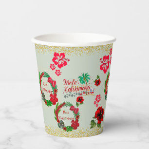 Hawaiian Mele Kalikimaka Tropisch Scheerpapier Cu Papieren Bekers