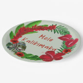 Hawaiian Mele Kalikimaka Tropisch Wreath Papieren Bordje (Gekanteld)