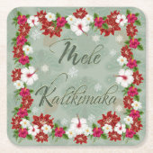 Hawaiian Mele Kalikimaka Wreath Onderzetters (Voorkant)