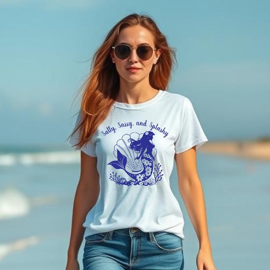 Hawaiian Mermaid-Salty, Sassy en Splashy-Blue T-shirt
