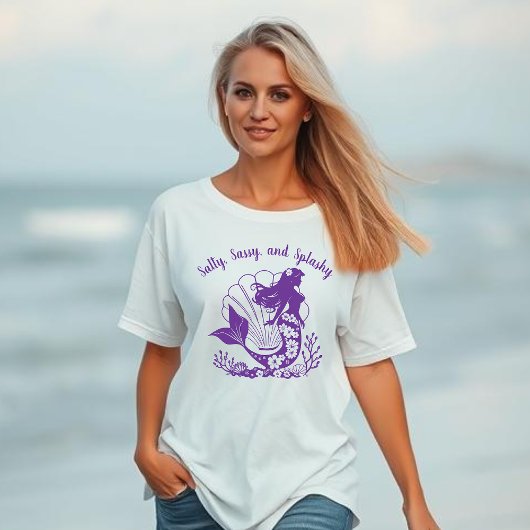 Hawaiian Mermaid-Salty, Sassy en Splashy Paarse T-shirt