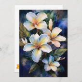 Hawaiian Midnight Plumeria Feestdagenkaart (Voorkant / Achterkant)