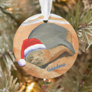 Hawaiian Monk Seal Kerstmis Mele Kalikimaka Ornament