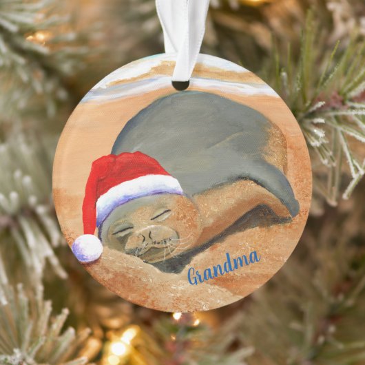 Hawaiian Monk Seal Kerstmis Mele Kalikimaka Ornament (Boom)