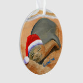Hawaiian Monk Seal Kerstmis Mele Kalikimaka Ornament (voorkant)