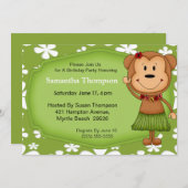 Hawaiian Monkey Birthday Invitations Kaart (Voorkant / Achterkant)