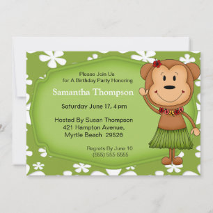 Hawaiian Monkey Birthday Invitations Kaart