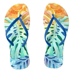 Hawaiian Monstera Rubber Slippers Teenslippers