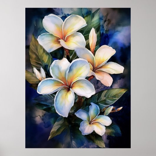 Hawaiian Moonlight Plumeria Poster (Voorkant)