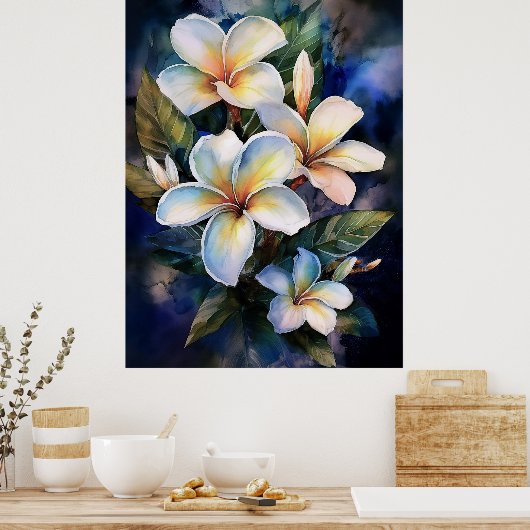 Hawaiian Moonlight Plumeria Poster (Keuken)