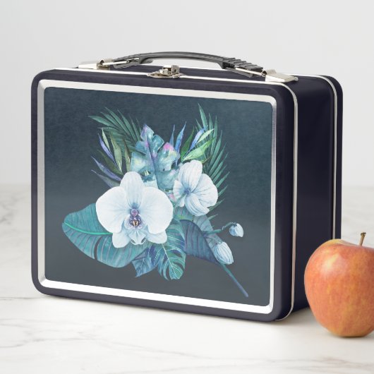 Hawaiian Moonlit Orchids Retro Lunch Box (In situ)