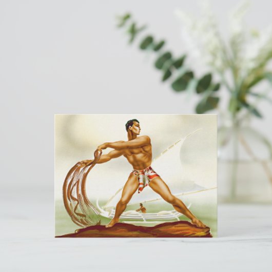 Hawaiian Net Fisherman Briefkaart (Staand voorkant)