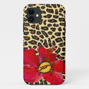 Hawaiian Oahu Honu en Golden Leopard Print Case-Mate iPhone Case