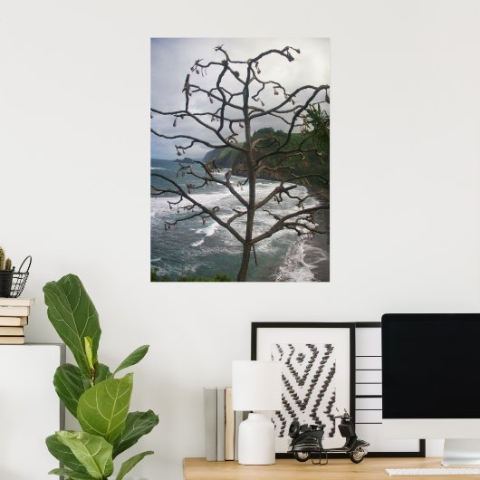 Hawaiian Ocean Beach Tree Foto Uitzicht Poster (Thuiskantoor)
