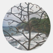 Hawaiian Ocean Beach Tree Foto Uitzicht Ronde Sticker (Voorkant)